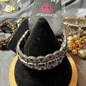 Paparazzi Silver and Black Geometric Bracelet